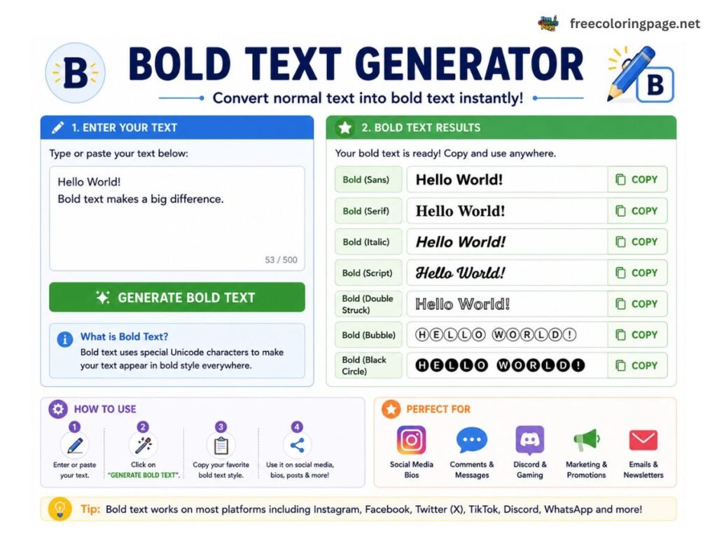 use bold text on instagram, discord and linkedin - bold text generator